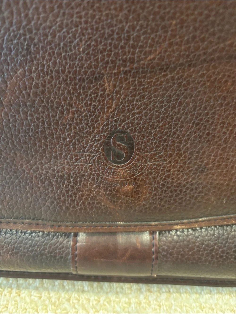 Classic Brown Leather Briefcase Travel Bag - Vintage
